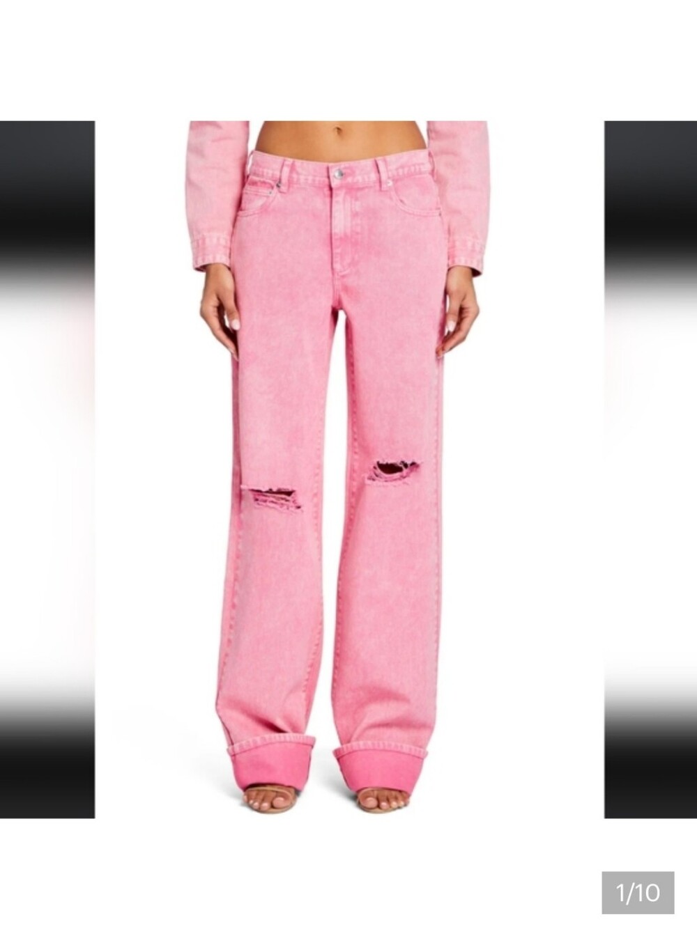 SER.O.YA Pink Cuffed Distressed Boyfriend Jeans